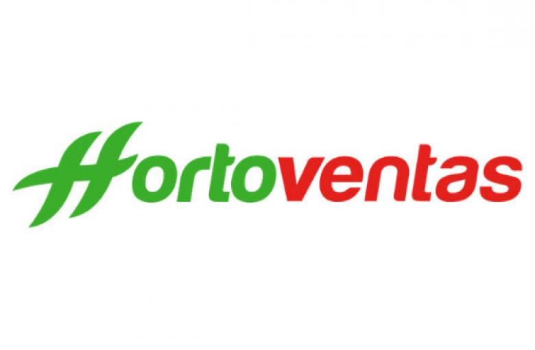 Logotipo de Hortoventas, parte Horto en color verde y ventas en color rojo