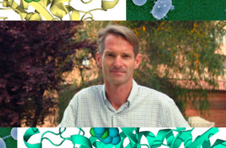 Tino Krell rodeado de microbios